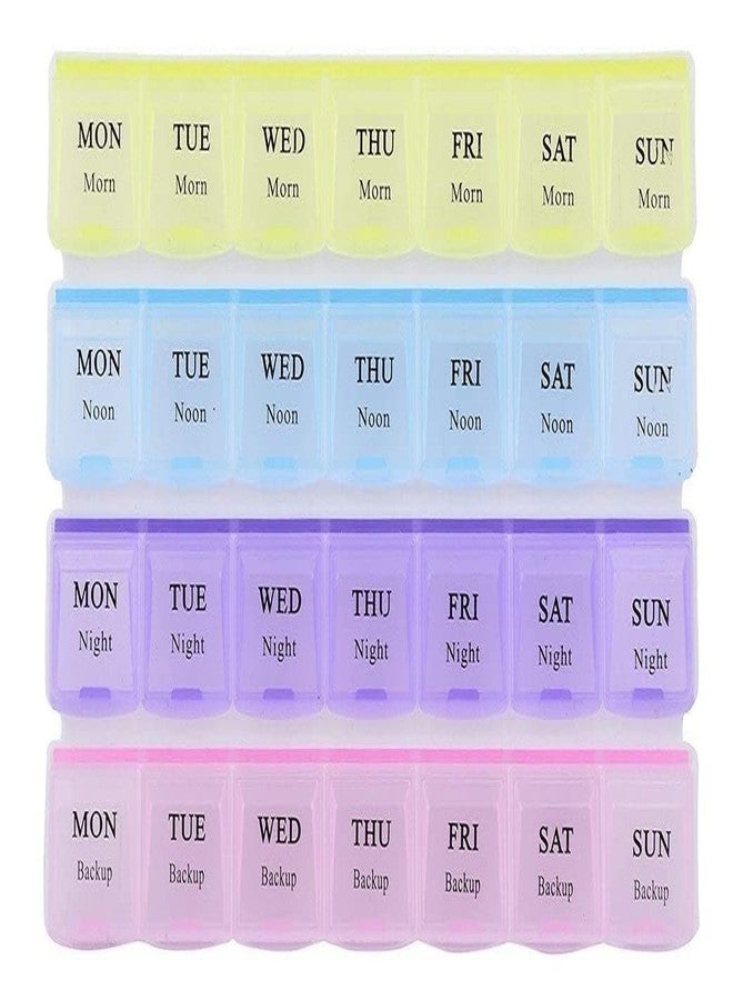 BEYOND BASIC Pill Box 7 Day Weekly Medicine Organizer | Daily Planner Portable Travel Container Holder for Vitamin | 28 Days or 4 Week Tablet or Medicine Box | Pill Organizer 4 Times A Day - Image 1